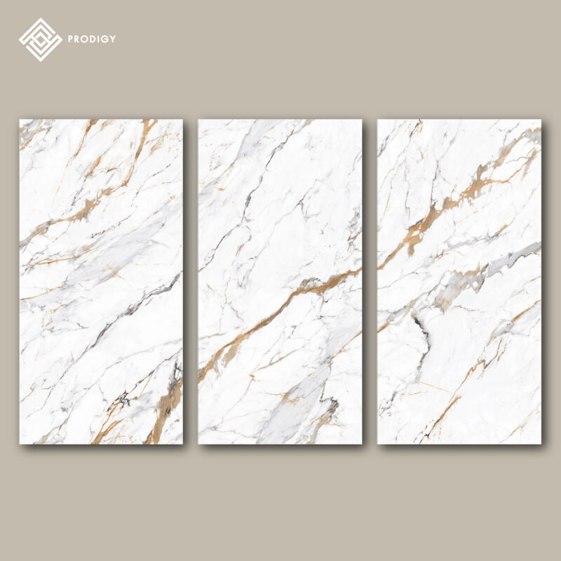 หินอ่อนเทียม Sintered Stone สี Calacatta Luxe จำหน่ายเป็น Pattern ราคาเริ่มต้น 7,776 บาท