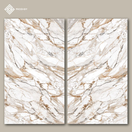 หินอ่อนเทียม Sintered Stone สี Gilded White จำหน่ายเป็น Pattern ราคาเริ่มต้น 13,440 บาท