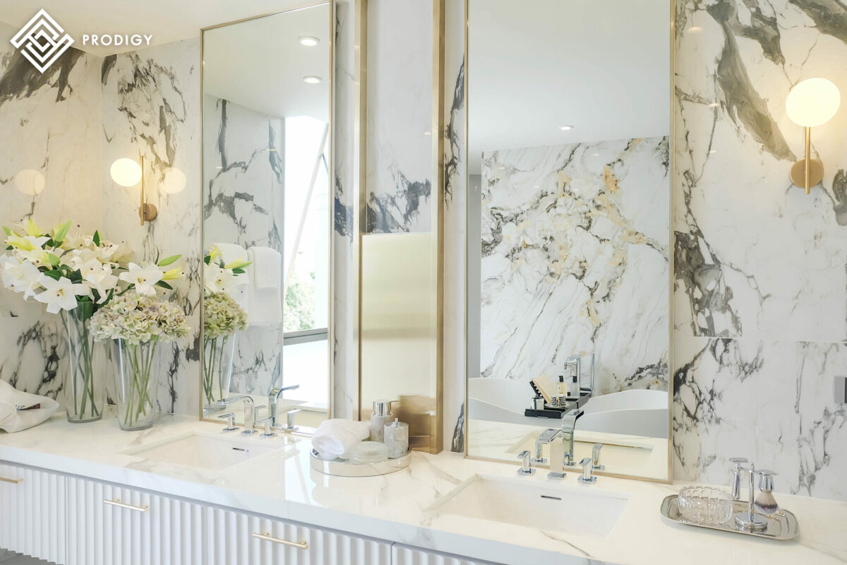 โครงการ The Kapler Luxury Residence สวนหลวง พระราม 9 - แต่งบ้านด้วยผนังหินอ่อนเทียม Sintered stone
