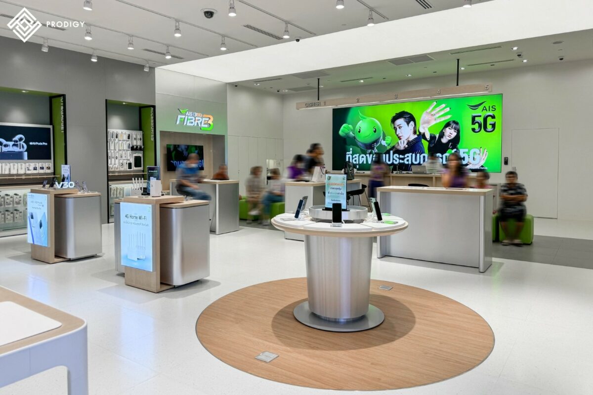 ผลงานของโพรดิจี้ ดีไซต์ - ใช้กระเบื้องพอร์ซเลน AIS SHOP & Serenade Club – Central Nakhon Pathom