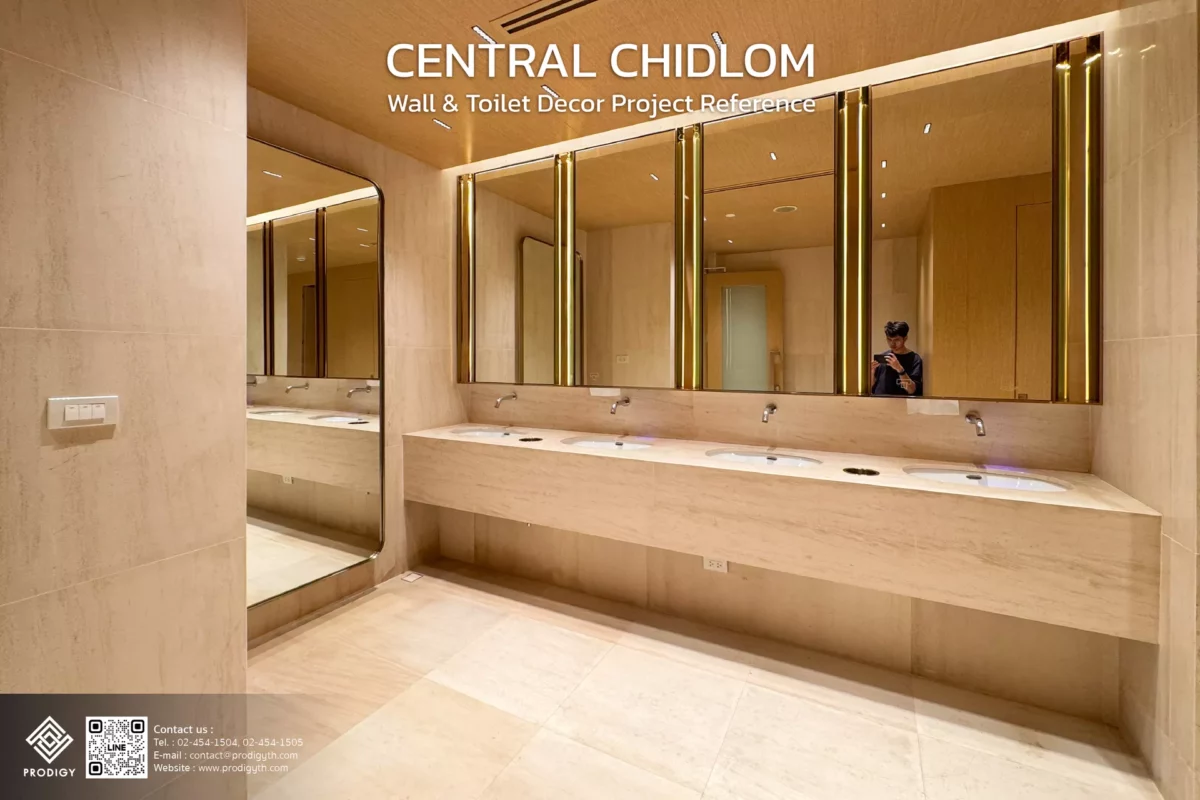 กระเบื้องพอร์ซเลน พื้น และ ผนังห้องน้ำ Central Chidlom